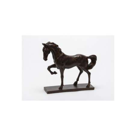 Statue cheval au trot marron