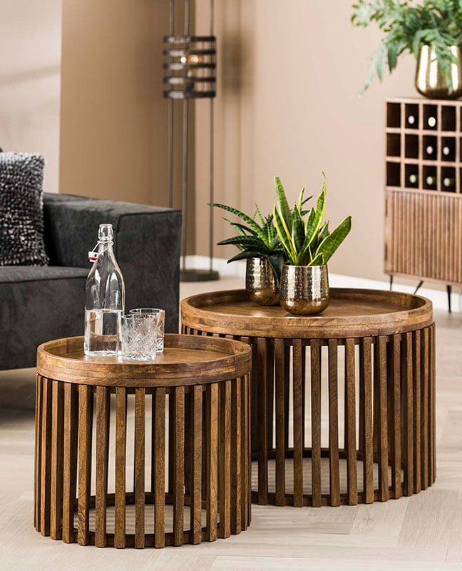 tables basses bois rondes coin lecture hemisphere sud