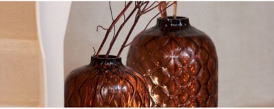 grand vase a poser verre brun hemisphere sud