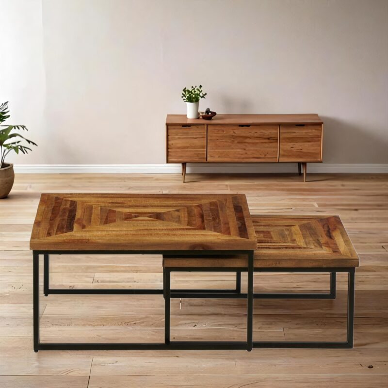 tables basses gigognes en teck quadro