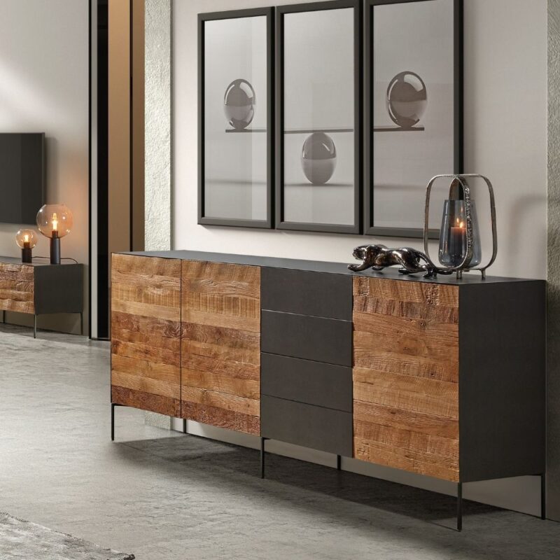 buffet 3 portes 4 tiroirs en teck recyclé nairobi