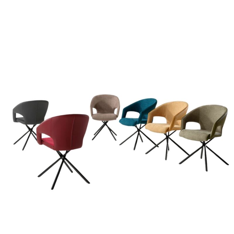 chaise accoudoirs tissu et pu cassis