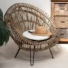 fauteuil lounge en rotin avec coussin vivi