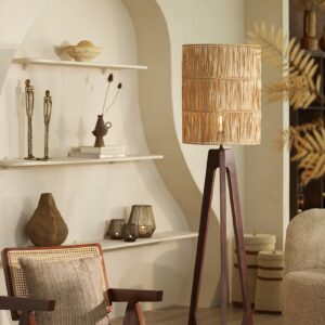 lampe sur pied bois rotin hemisphere sud