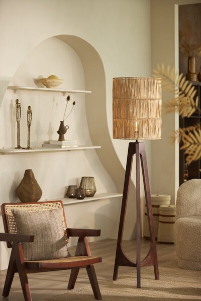 lampe sur pied bois rotin hemisphere sud