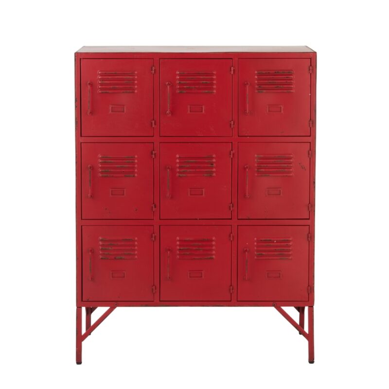 armoire 9 portes en métal rouge