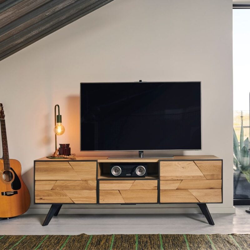 meuble tv 2 portes 1 tiroir 1 niche chrystene