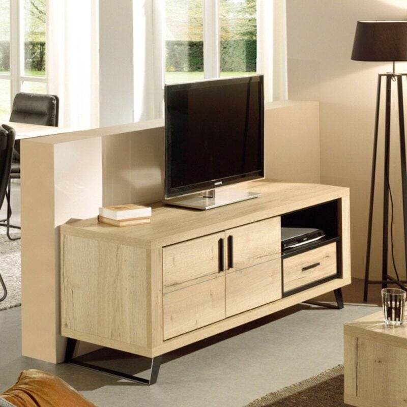 meuble tv 2 portes 1 tiroir 1 niche romi