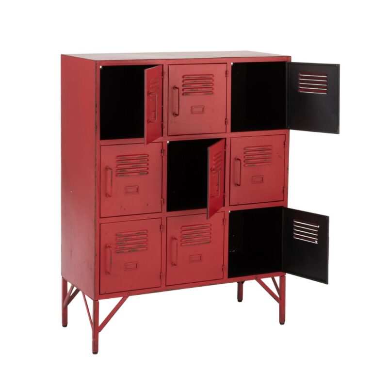 armoire 9 portes en métal rouge