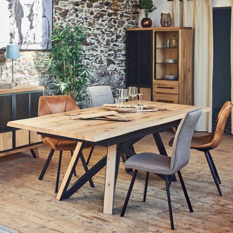 table de repas extensible pieds épingles bois métal tulsa