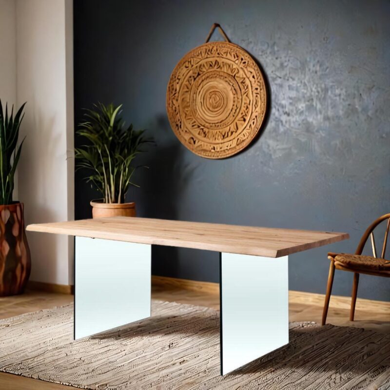 table de repas pieds en verre corsica