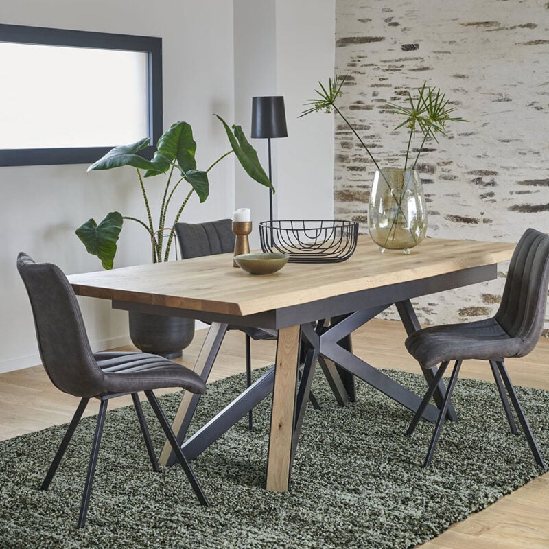 table de repas extensible pieds épingles bois métal tulsa