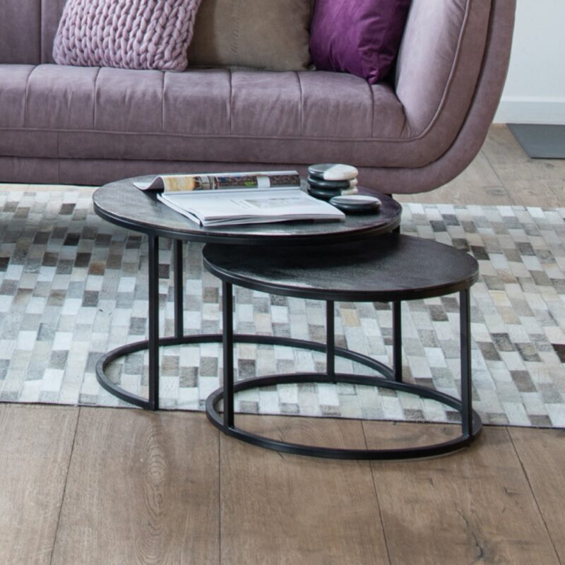 lot de 3 tables gigognes rondes coloris noir