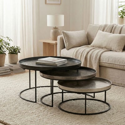 lot de 3 tables gigognes rondes coloris assortis