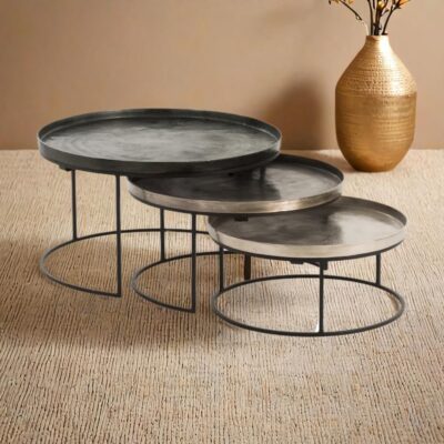 lot de 3 tables gigognes rondes coloris assortis