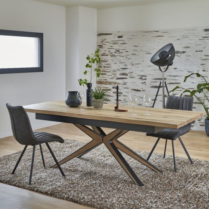 table de repas extensible pieds double x concaves tulsa