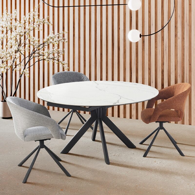 table de repas rectangulaire extensible en rond livy