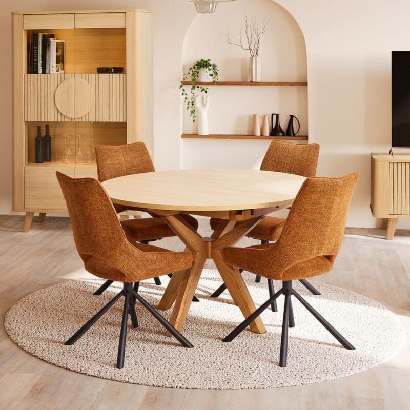 table de repas ronde extensible pieds bois nature gilles