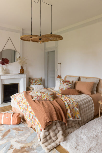linge lit terracotta fleuri hemisphere sud