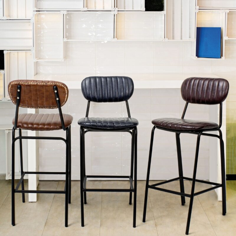 tabouret de bar vintage avec dossier orange debbie