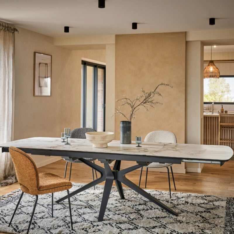 table de repas extensible céramique lagon