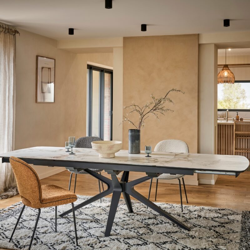 table de repas extensible céramique lagon