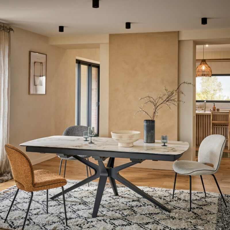 table de repas extensible céramique lagon