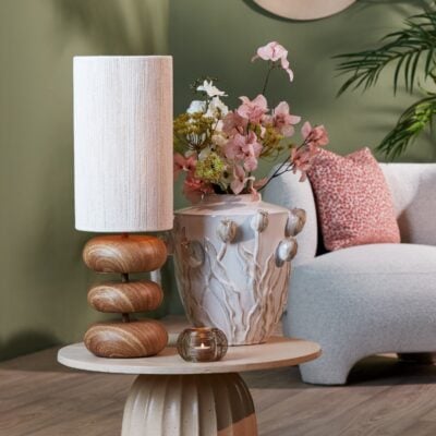 lampe de table bois creme danialo