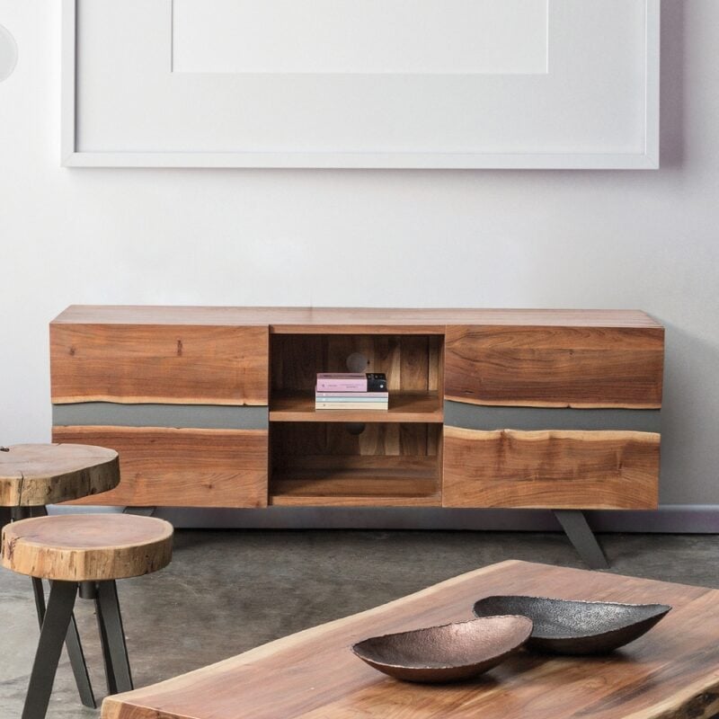 meuble tv 2 portes bois aron