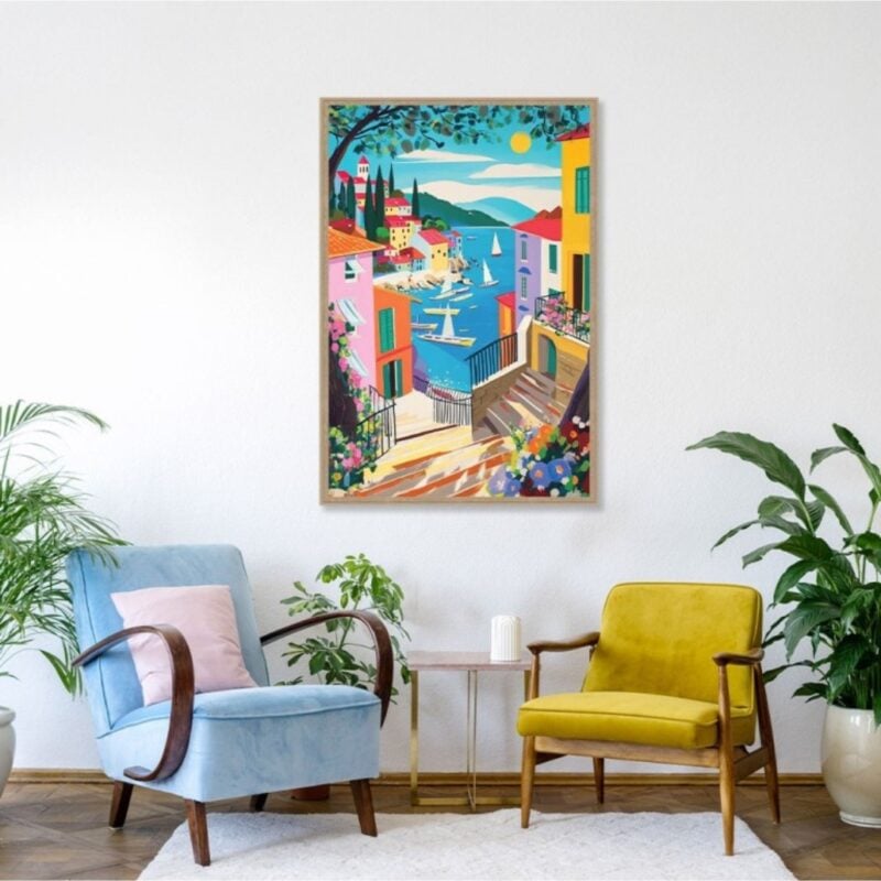 tableau village colore hemisphere sud